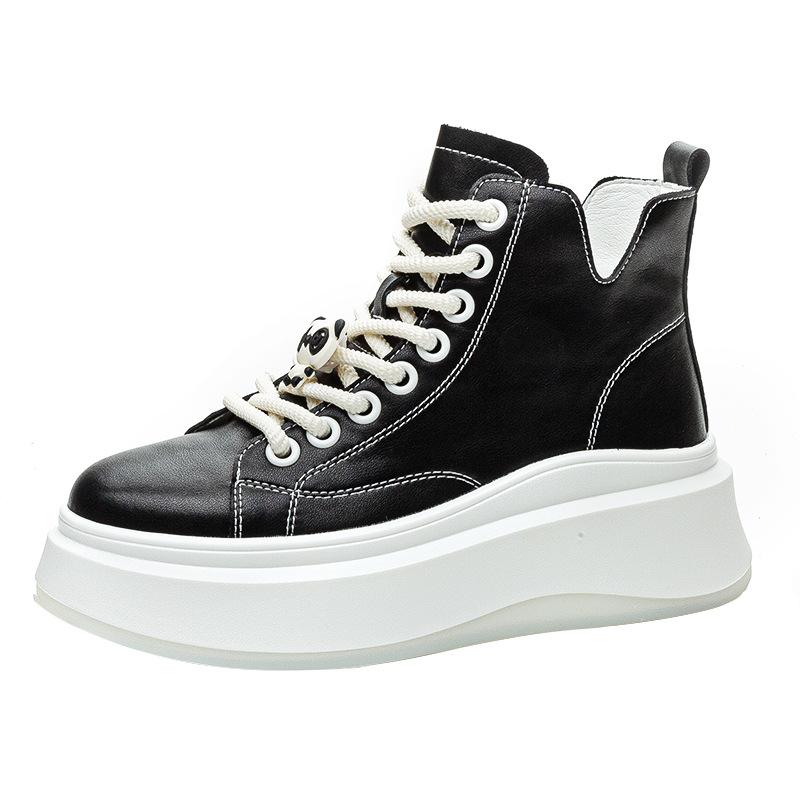 Leather thick-soled heightening women's autumn new versatile breathable sports and leisure women's shoes