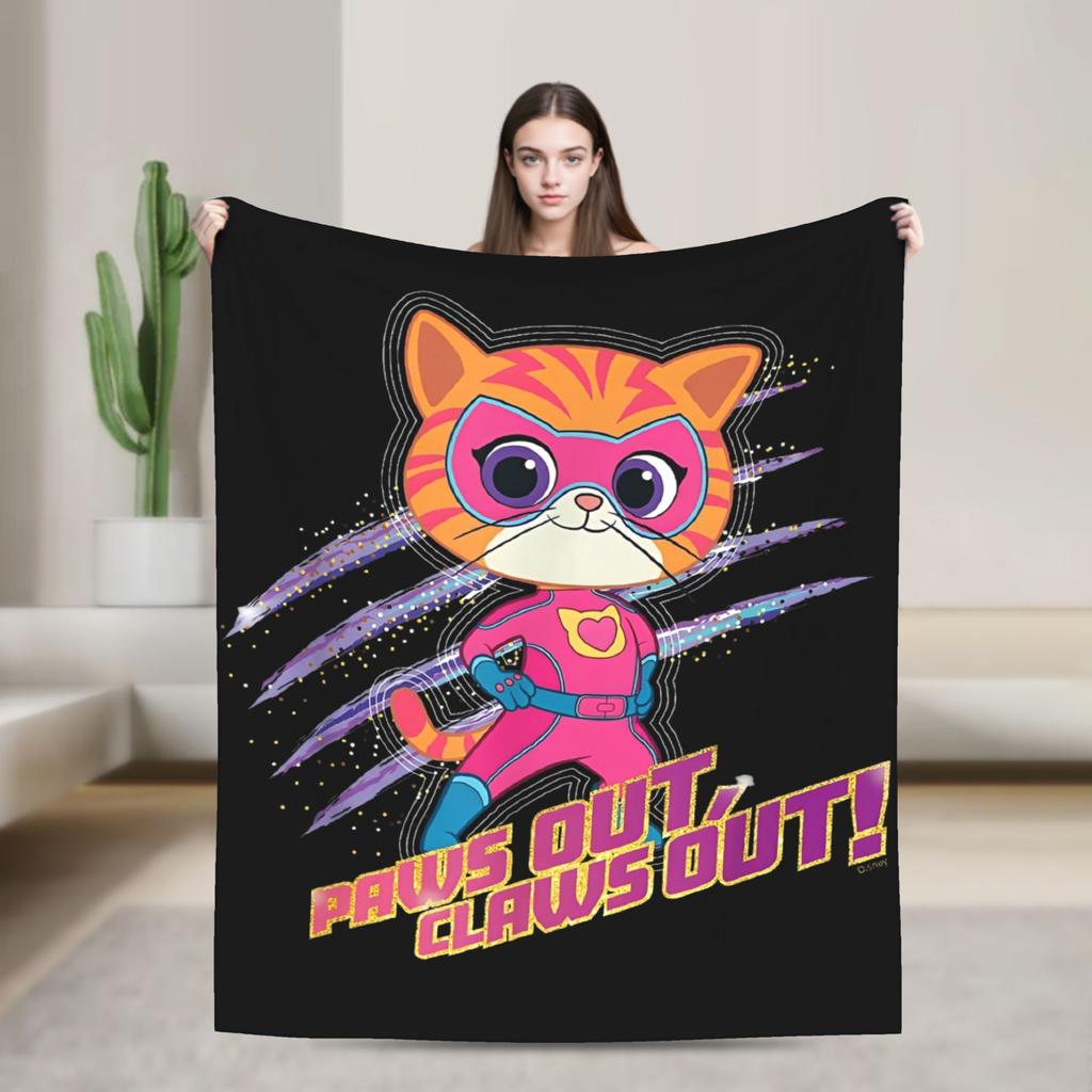 Super Kitties Anime Cat Blankets Flannel Throw Blankets Bedroom Sofa Portable Soft Warm Bedsprea