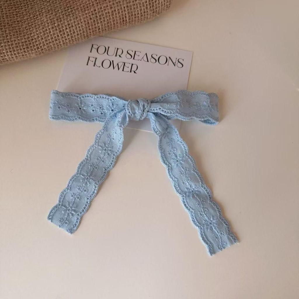 Gentle White Lace Bow Duckbill Clip for Bangs & Ponytails