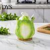 Salt And Sugar Cellar Ceramic Cabbage Shaped Lard Jar with Lid Spoon, 350ml Kitchen Sealed Sauce Pot Spoon Seasoning Container, Multi Purpose Storage