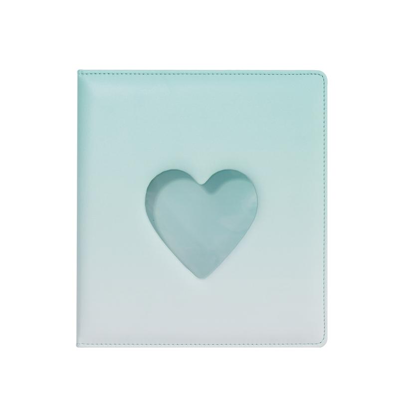 Sweet Macaron Gradient A5 Binder Heart Cutout 3-Ring Loose-Leaf Album, Cute Card Holder for K-Pop Idol Photo Cards Collection