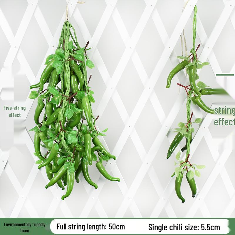 Brocheta Artificial de Chile Rojo, Ajo, Cacahuete y Maíz para Decoración de Fiesta de la Cosecha