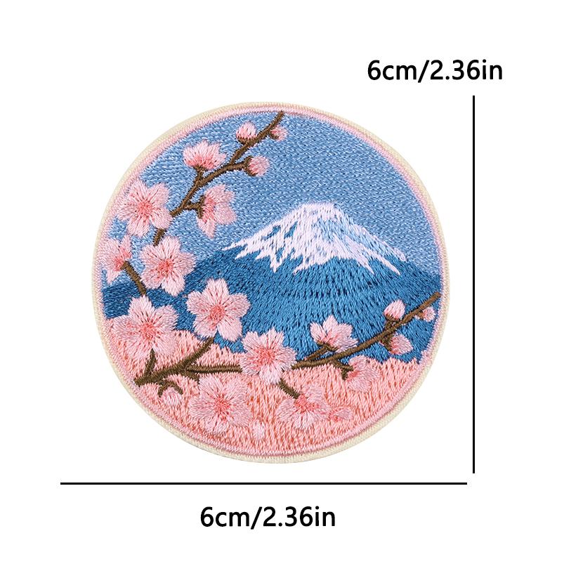 Japanese Cartoon Style Embroidery Patch Iron On Patches For Clothing Stickers Cherry Blossoms Fusible/Sewing Decorate Applique