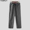 INCERUN Men Drawstring Belt Waist Striped Casual Drop-crotch Pants Long Trousers
