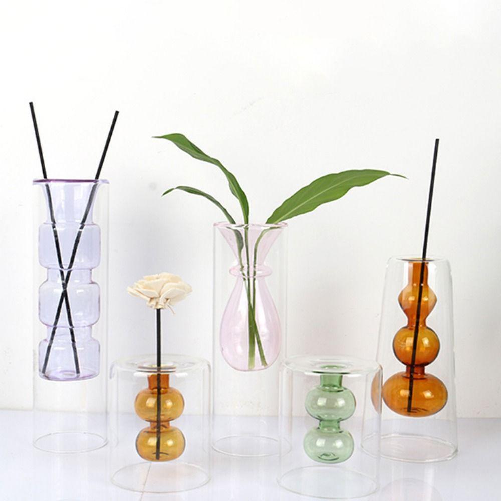 Household Transparent Table Decoration Flower Bottle Glass Vase Flower Vases Aromatherapy Bottle