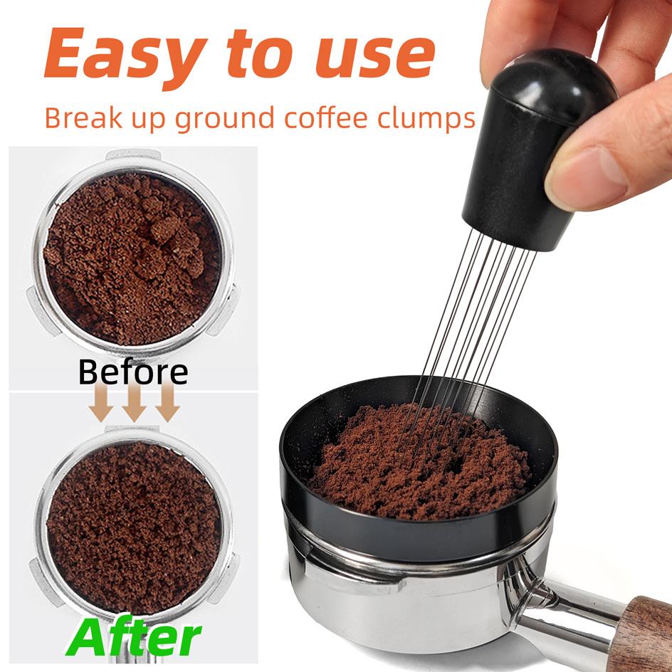 Espresso Coffee Stirrer WDT Distribution Tool Stainless Steel Needles Coffee Powder Distributor Dosing Ring Barista Accessories 3