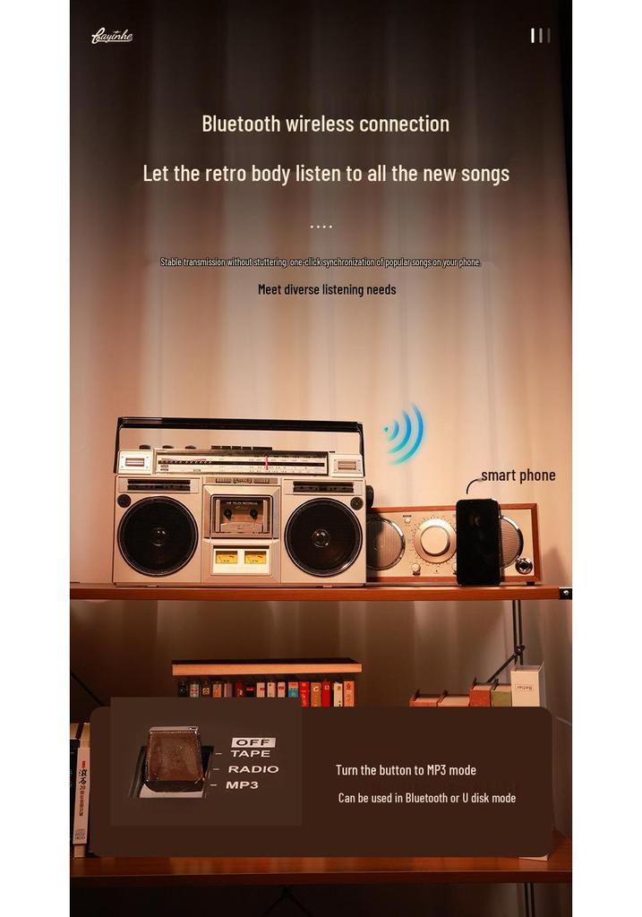 Retro 80s Cassette Player & Bluetooth Speaker with Subwoofer
