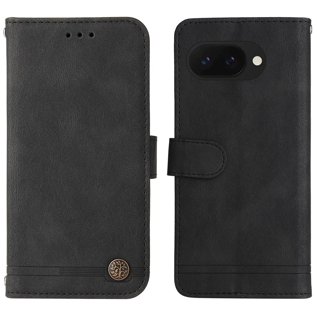 Für Google Pixel 9a Leder Brieftasche Hüllen Skin Touch Handyhülle Ständer mit Riemen