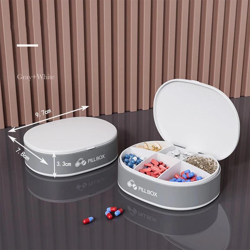 

Seven-Day Portable Travel Medicine Box Large Capacity Moisture-Proof Sealed Mini Pill Organizer for Home Use And Carry-On сірий