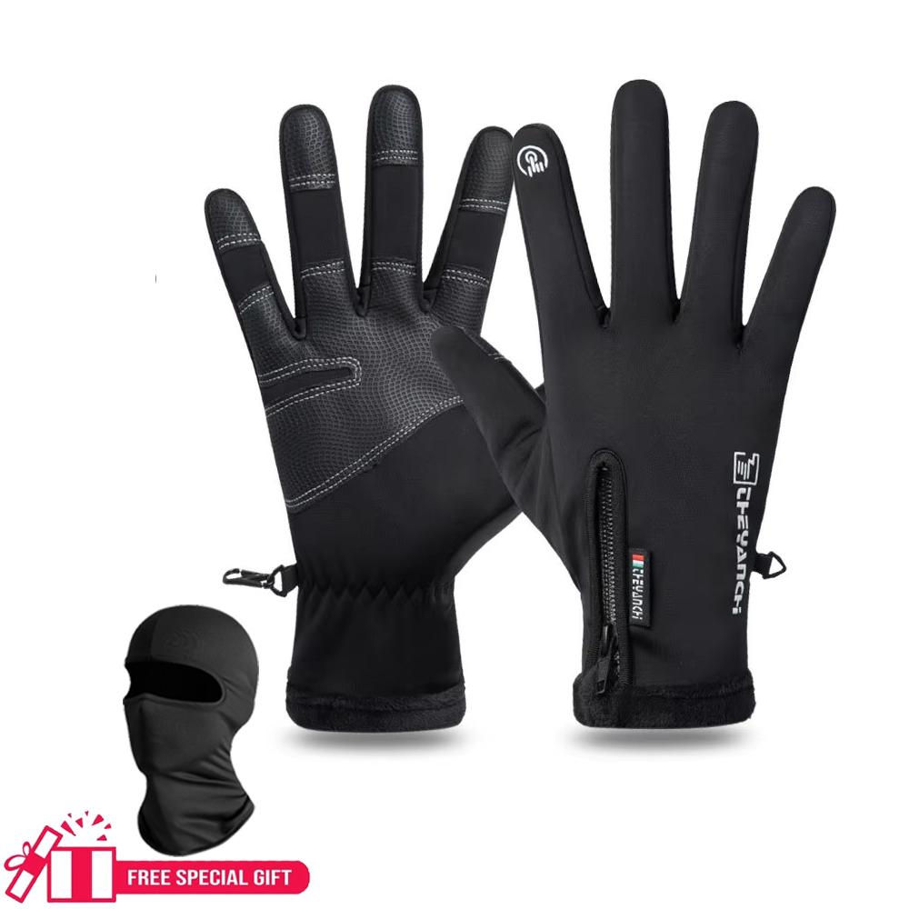 

Мотоциклетные перчатки, зимние термотермические перчатки на флисовой подкладке, зимние водостойкие, приятные для кожи, с сенсорным экраном, уличные мотолыжные перчатки для верховой езды M чёрный