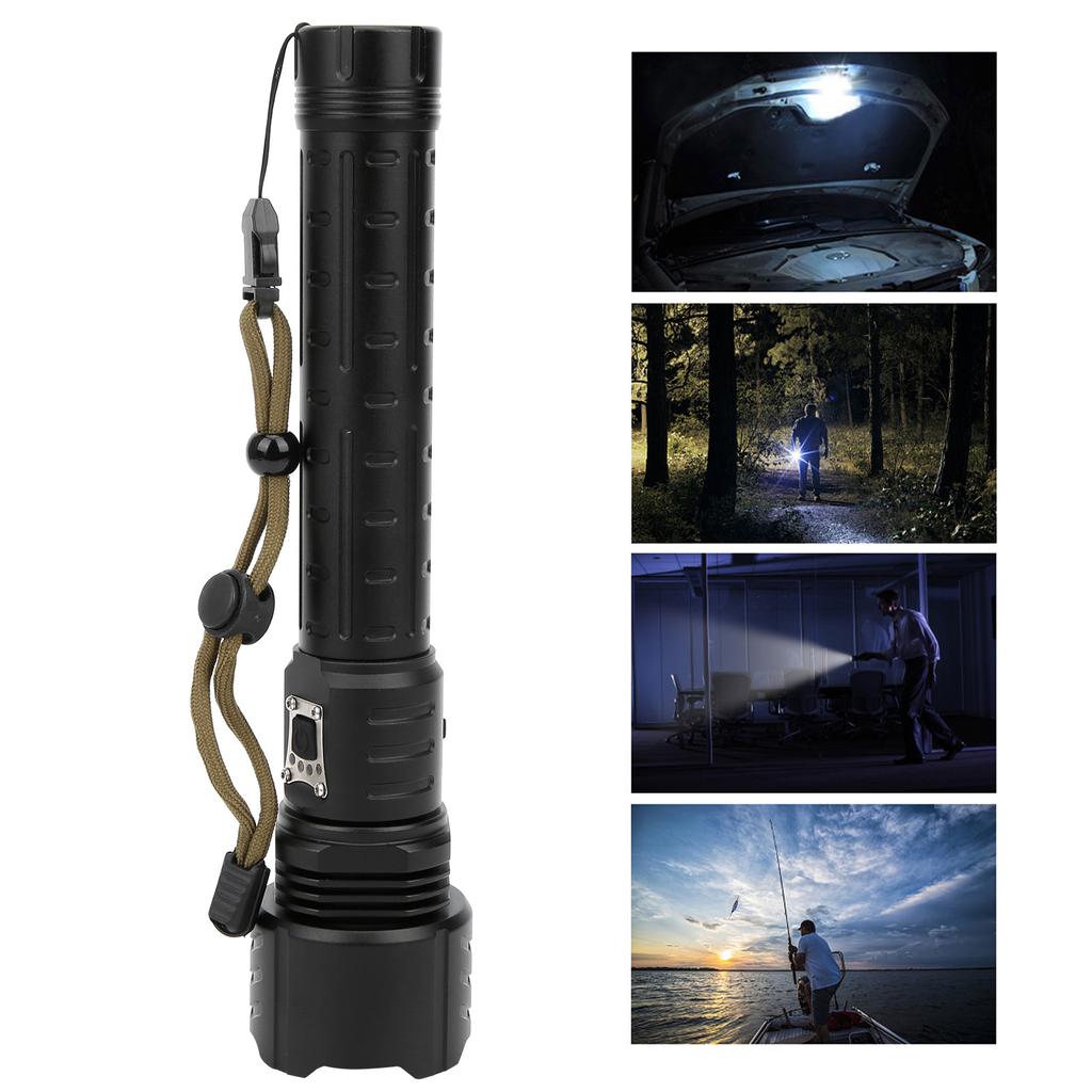 XHP90 Zoom Input Output Power Display Flashlight Outdoor Strong Brightness Torch