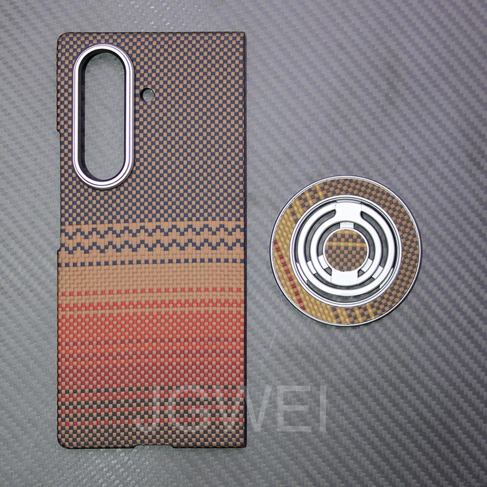 For Samsung Galaxy Z Fold 7 Carbon Case 600d Kevlar Aramid Fiber Fabric Ultra Thin Hard Cover Magnetic balckSlimlightred Premium