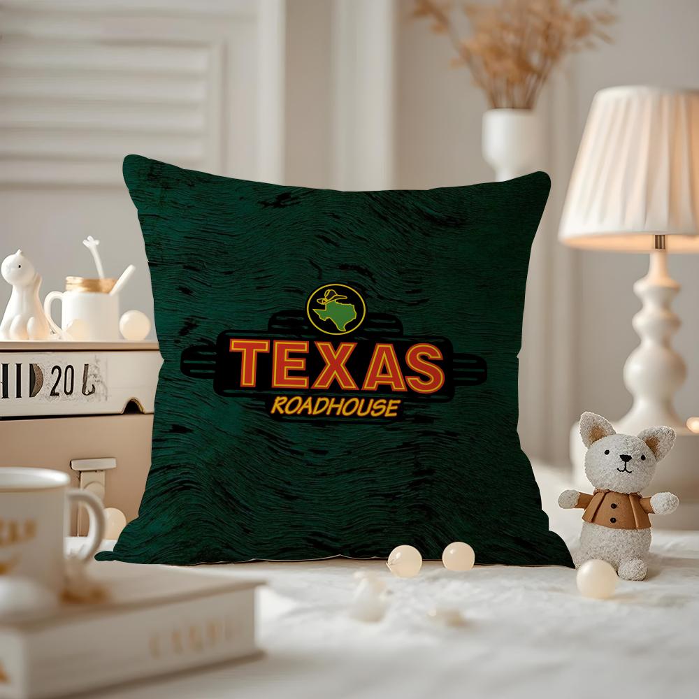 Texas Roadhouse Cushion Cover Anti-dustmite Pillowcase Invisible Zipper Silky Short Plush Sofa Cushion Cover