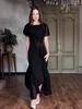 Elegant Autumn 2025 Women's Short Sleeve Long Dress