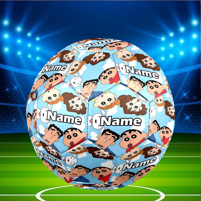 Custom Name Personalized Crayon Shin Print Size 5 Soccer Ball Training & Match Football, for Team, Kicking, Gift for Football