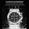 Mens Chronograph Wrist Watch Stainless Steel Band Analog Quartz Watches Waterproof Luminous Calendar Multi‑Dial Business Casual Watch for Men