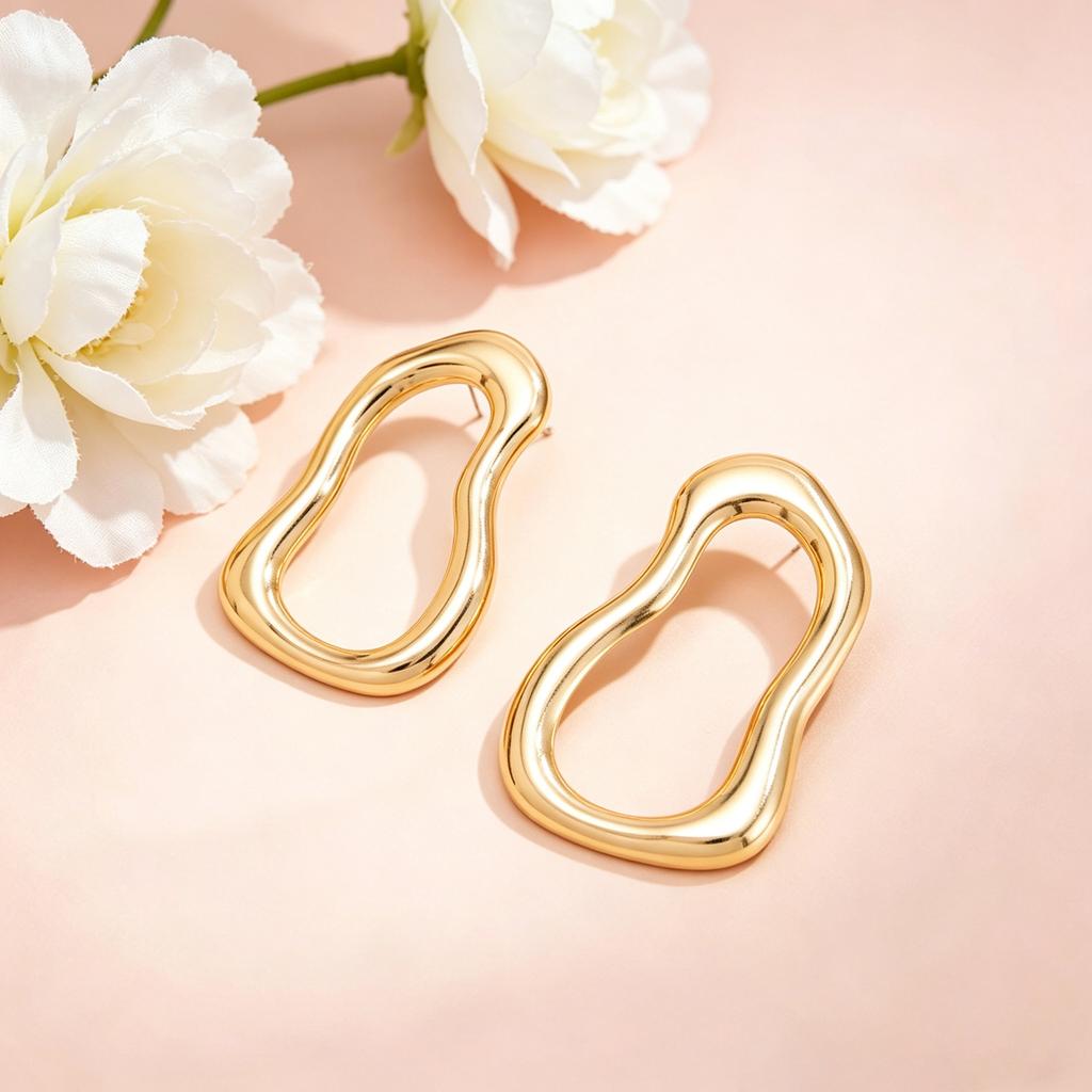 Personalized Metal Irregular Geometric Hollow Earrings, Simple Temperament Cold Wind Earrings