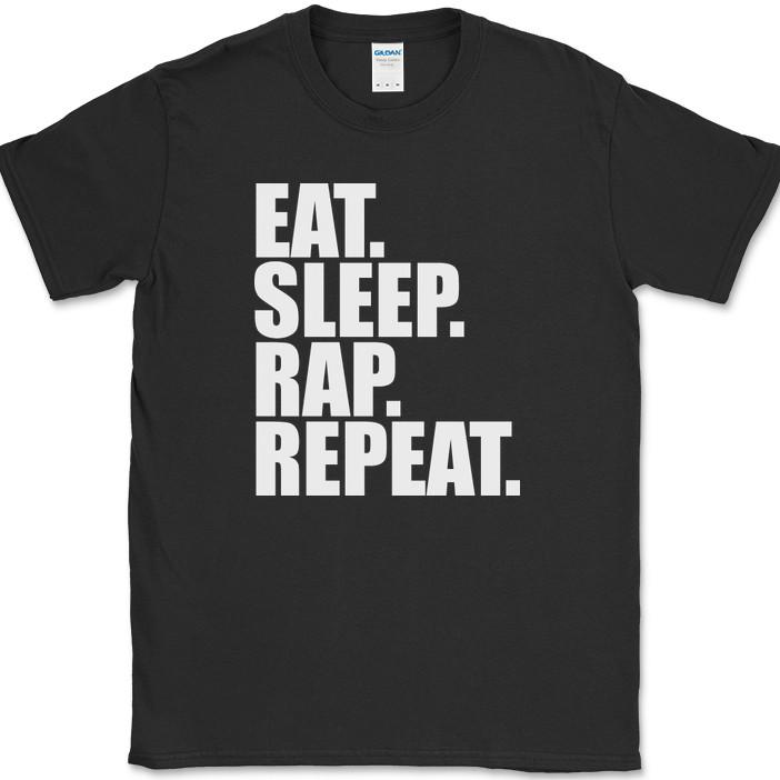 Eat Sleep Rap Repeat T-Shirt Funny Hobby Music DJ Rapper Humor Gift Tee XL