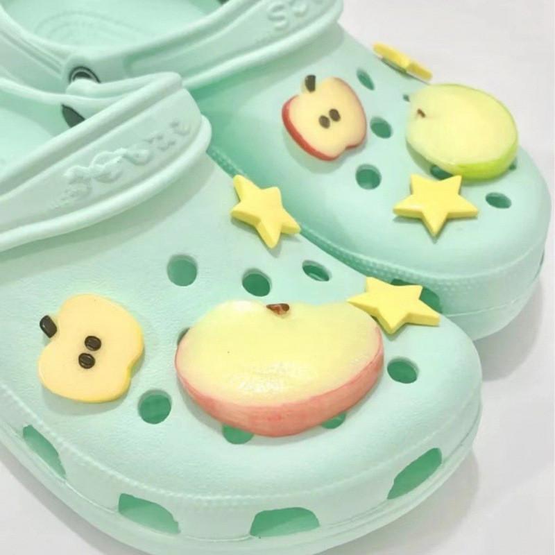 1Set Summer Fresh Apple Sliced Shoe Charms Set Advanced Fruit Shoe Decorations DIY 3D Detachable Buckle Shoes Accessories