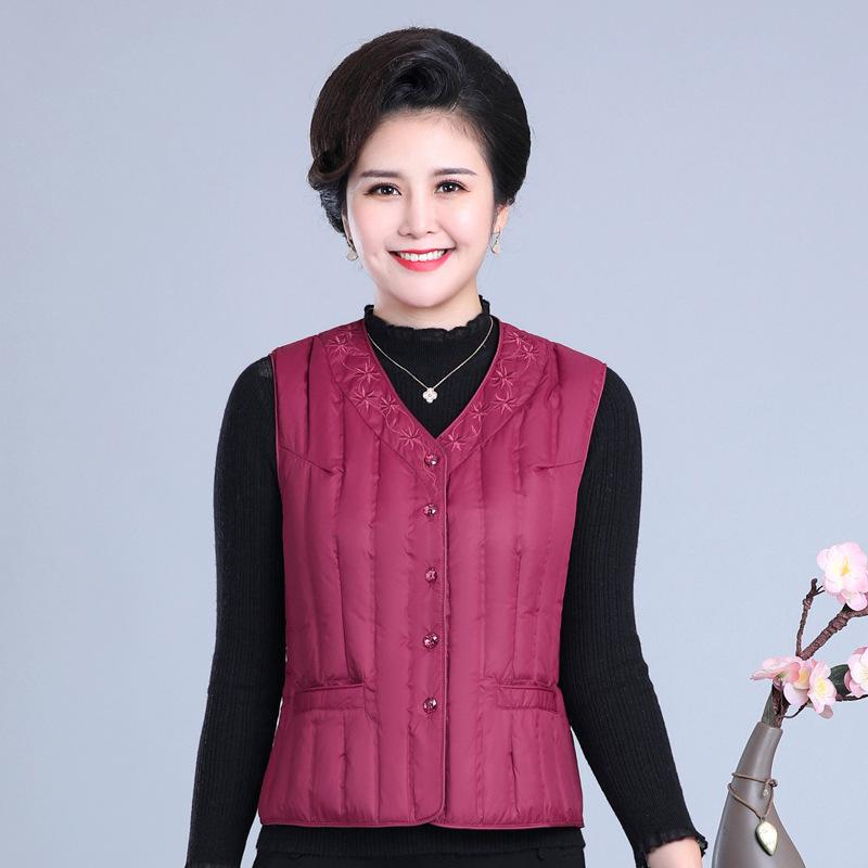 New Autumn and Winter Light Down Vest Women's Clothing Middle-aged and Elderly Large-size Mother Vest Vest