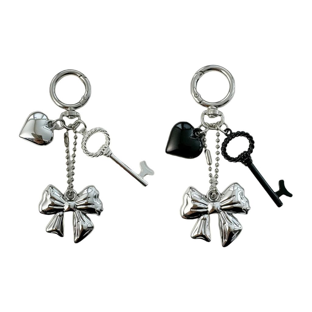Fashion Heart Shaped Bowknot Charm Sophisticated Heart Bowknot Keyrings Charm Accessory for Modern Women's Handbags
