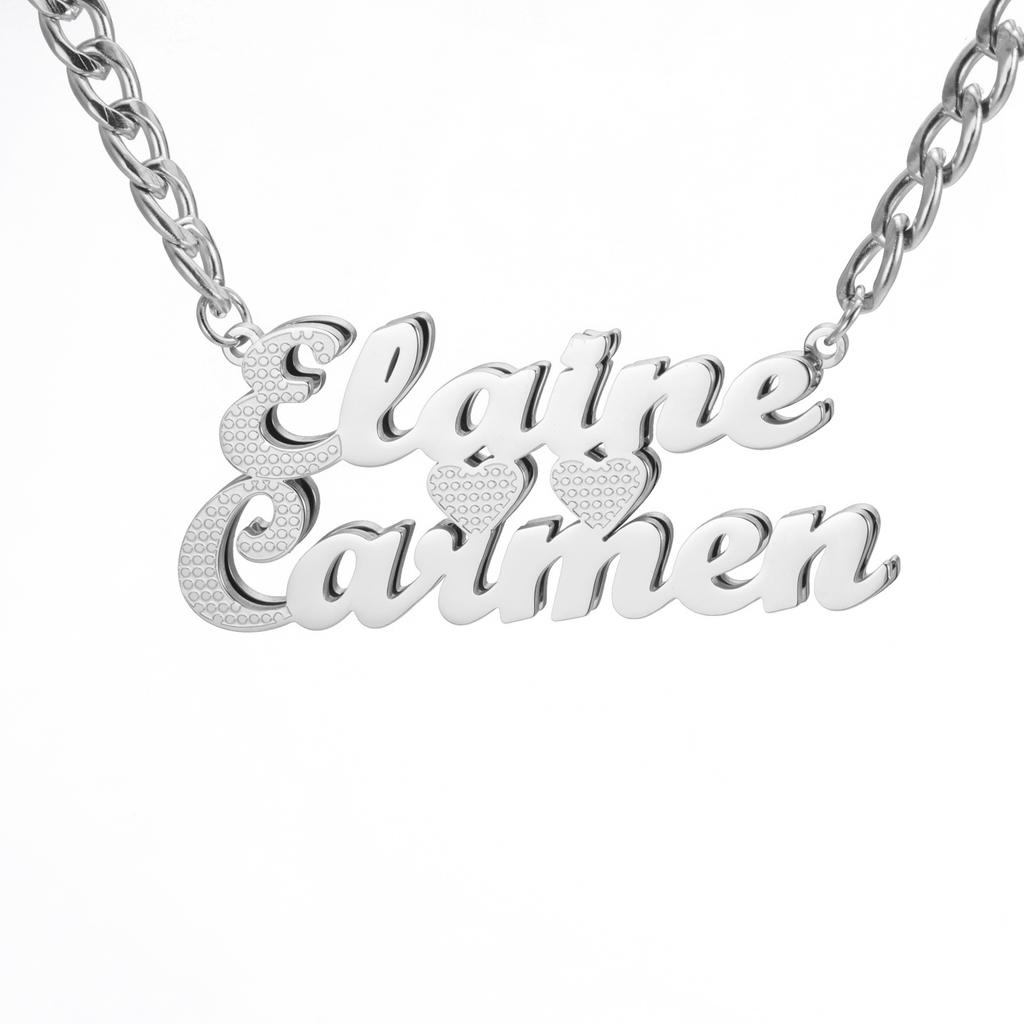 Lemegeton Custom Name Necklace Corrosion Textured Pattern Pendant Women Men Stainless steel Jewelry Personalized Party Gifts