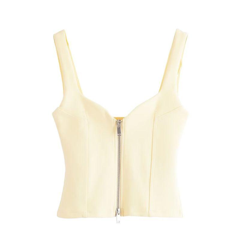 Kaslead New Women Clothes Western Style Zipper Ornament Double-sided Cloth Top Shorts 3641381 3641382