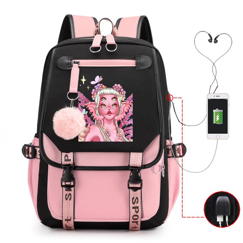 Peripheral Printed Backpack Female Fashion Student Multifunctional Casual School Bag