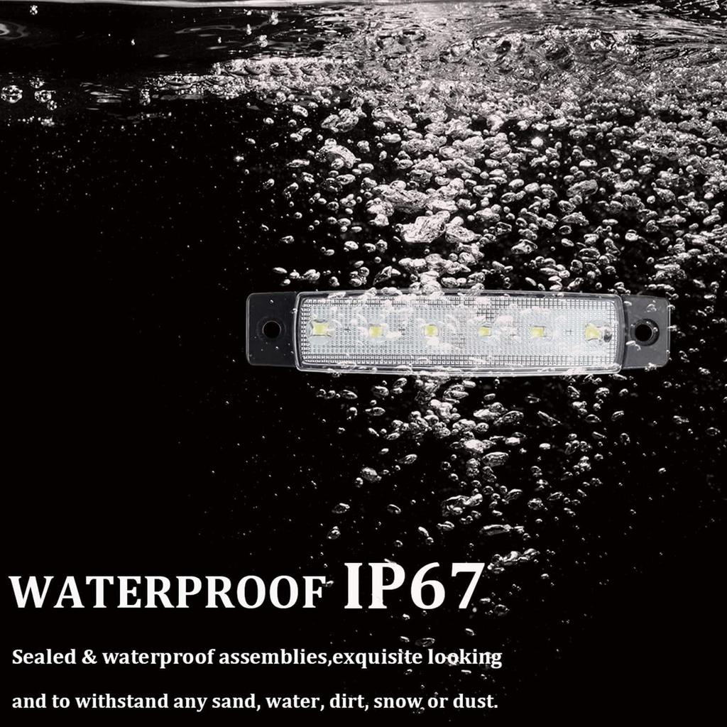 6LED Long Strip Side Light 12vTrailer Truck Side Light 10 Pcs Always On 12V Trailer Truck Side Light Waterproof Truck Light Width Indicator Tail Light