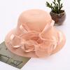 Summer Organza Fashion Hat Women'S Temperament Flower Seaside Sun Protection Sun Hat Foldable Sun Hat
