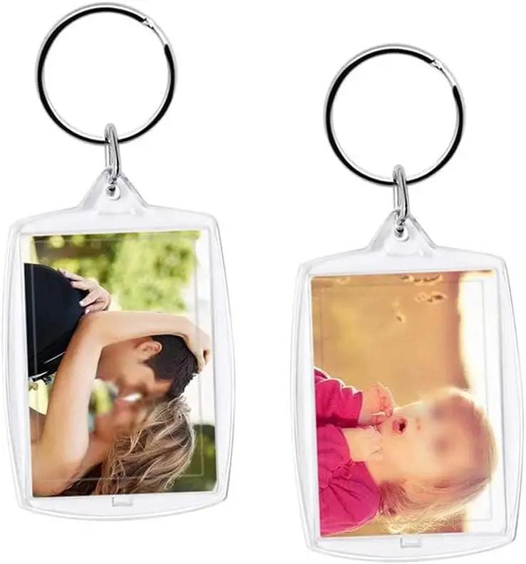 550Pcs Transparent Rectangle Blank Acrylic Insert Keychain Po Picture Frame Keyring Holder Diy Split Ring Keychain Gifts