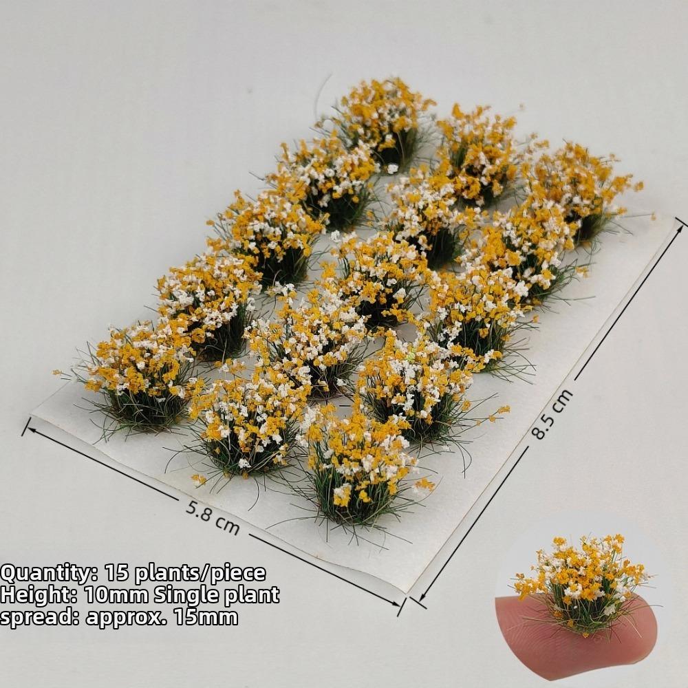 15pcs/box 10mm Grass Cluster Model Kit Multicolors Nylon Material Miniature Building Sand Table Flower 8.5*5.8cm diy