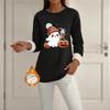 Women's -Lined Long Sleeve Round Neck Sweatshirt with Halloween Print for Winter Casual Wear