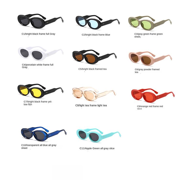 2PACK Versatile Fashion Sunglasses New Oval Frame Sun Glasses Retro Small Frame Eyeglasses Y2K Street Po Glasses Female