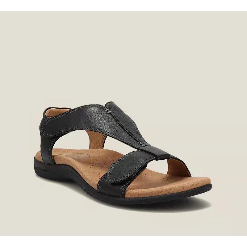 Women's Comfort Leather Sandals Adjustable Strap Arch Support Casual Walking Sandals