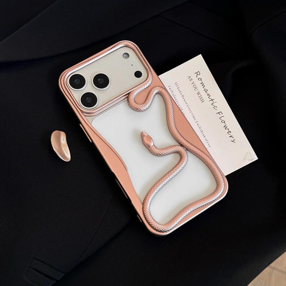 Orange 3D Snake Hollow Dissipate Heat Phone Case For iPhone 17 Air 16 15 14 13 12 11 Pro Max Frosted Shockproof Soft TPU Cover
