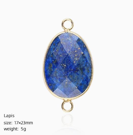Natural Crystal Stone Charms Faceted Waterdrop Connector with Brass Findings Golden for Necklace Bracelet Jewelry Making DIY