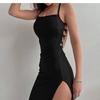 Rochie de vară sexy cu halter și decupaj înalt, Slim Fit, fără mâneci, la modă, confortabilă, de culoare solidă, pentru femei