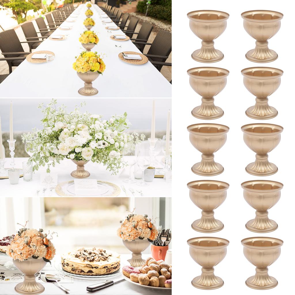 10 PEZZI Vasi in Metallo Oro Antico a Forma di Fiore Set di Vasi Vintage per Boccioli per Centrotavola Matrimonio Tavolo Decorazione Casa