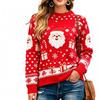 Womens Winter Knit Sweater With 3D Deer Snowflake Round Neck Loose Fit Long Sleeve Pullover