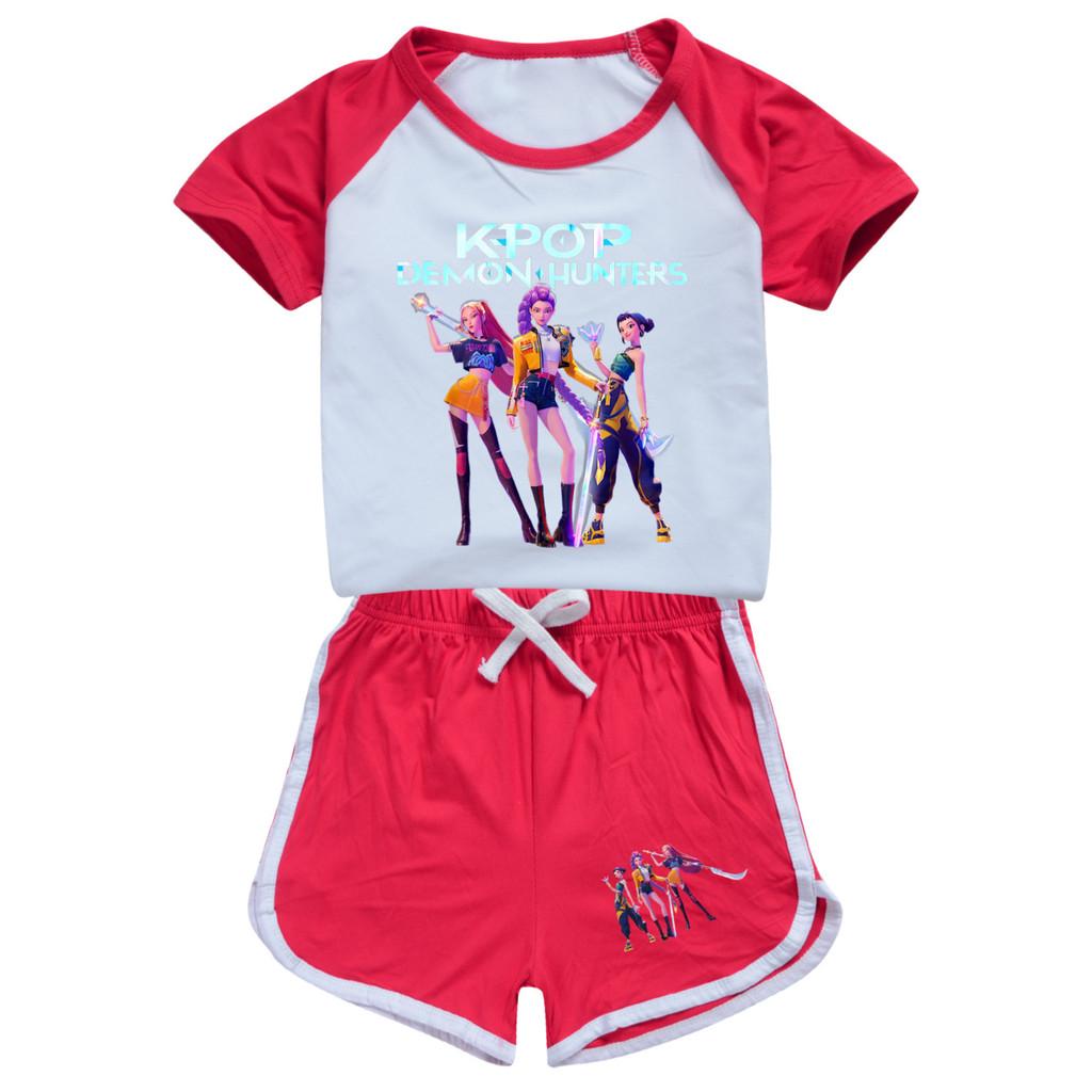 4993 Kids Girls POP Rumi Zoey Mira Print T-shirt Shorts Sport Tracksuit Clothes Set