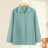 Spring Plaid Cotton Shirt for Young, Middle-Aged, and Elderly Women: Long-Sleeve Casual Wear