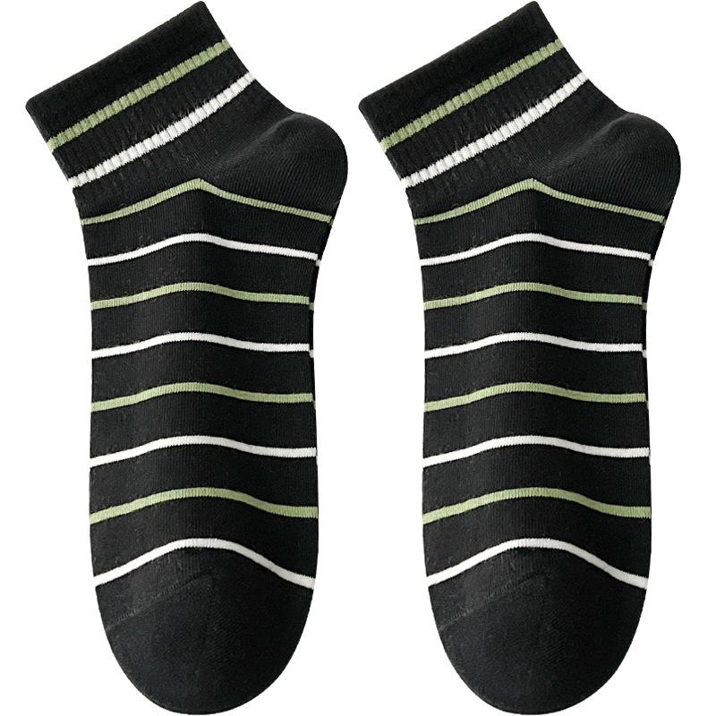 Men's Spring Short Socks, Striped Letter Embroidered Trendy Socks, Running and Fitness Sports Socks