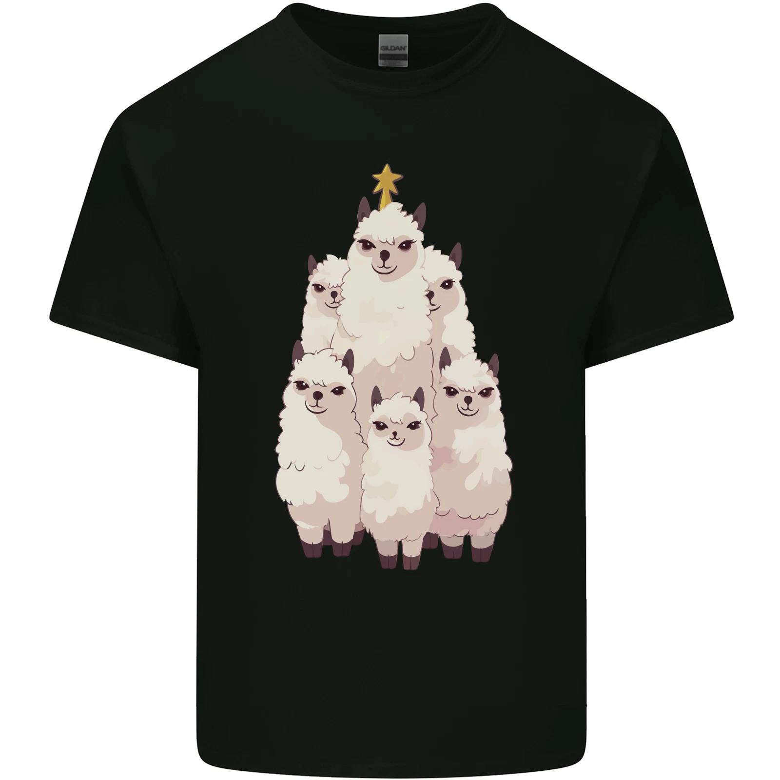 Llama Christmas Tree Xmas Kids T-Shirt Childrens S