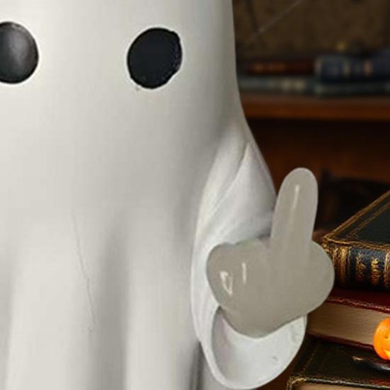 Ghost Middle Finger Led Lamp Lighted Up Finger Ghost Statue Novelty Night Light Decoration for Mantel Tabletop Windowsill Shelf Home Decor