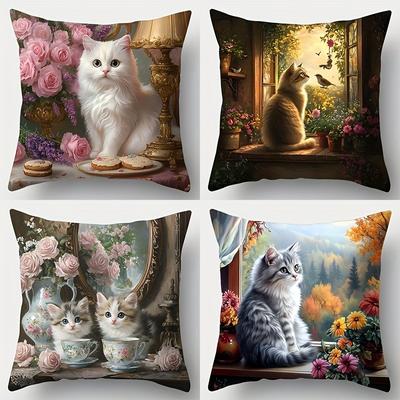 Incantevole Collezione di Federe a tema GattoCopricuscino per divano da soggiorno, morbido e confortevole, decorazione per la camera da letto