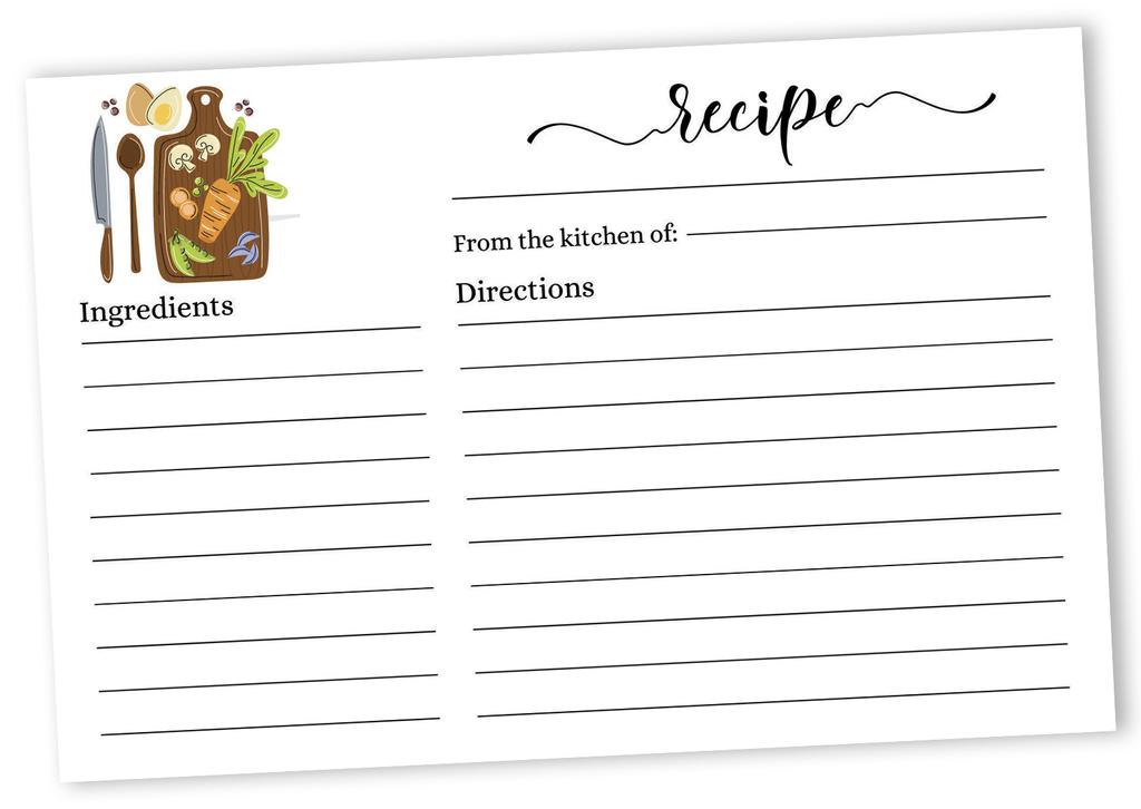 Inkdotpot Recipe Card 6x4 Inch Single-Sided Recipe Design Cards White Floral Kitchen Cards Wedding-Bridal Shower-Baby Shower- Pack of