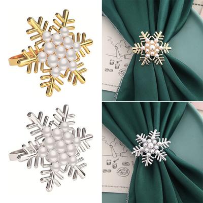 Portatovagliolo Fiocco di Neve Anello per Tovagliolo di Perle Anelli per Tovagliolo in Metallo Natalizi Accessori per Tovaglioli da Tavola Ristorante Bar Cucina