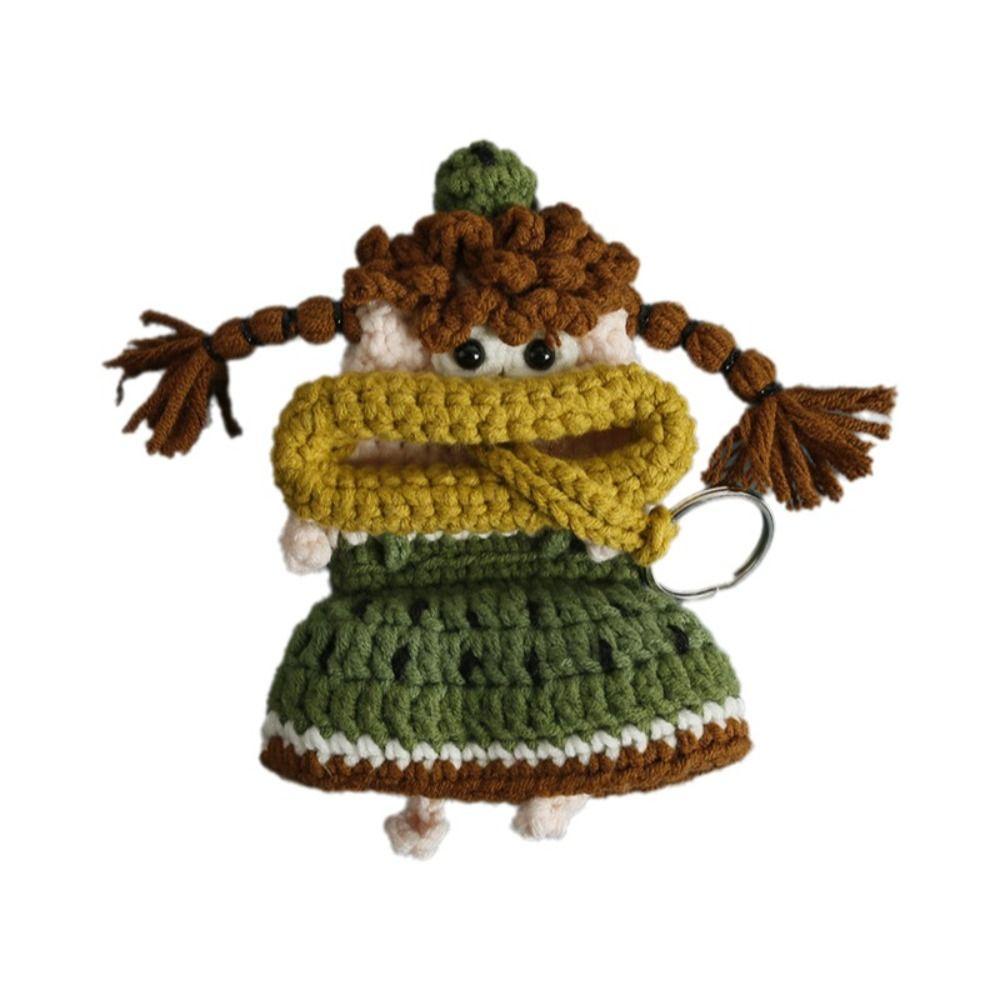 Cartoon Crochet Keychains Handmaking Knitting Doll Jewelry Gift Sausage Mouth Doll Car Keys Holder