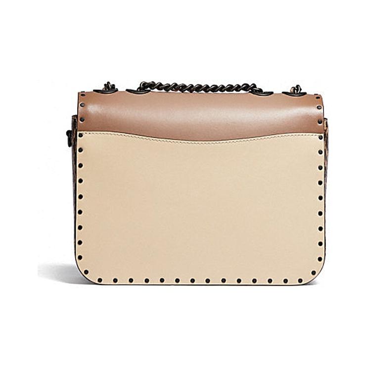 Coach Madison 23 Camellia Metal Buckle Flap Chain Studded Snake Detail Leather Crossbody Bag Medium Women Crossbody Bag Milk-Tea C3758-V5SNE